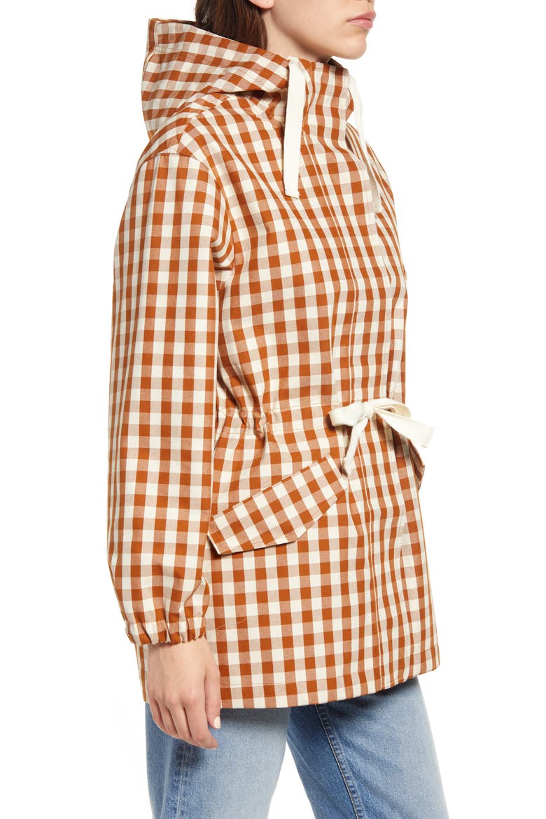 Raincloud Gingham Raincoat, Alternate, color, GOLDEN PECAN