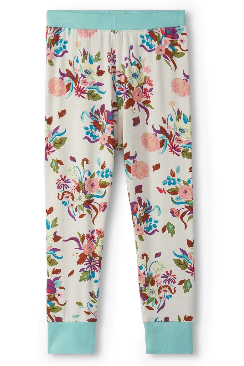 Kids' Fall Floral Fitted Two-Piece Pajamas, Alternate, color, SEA SALT