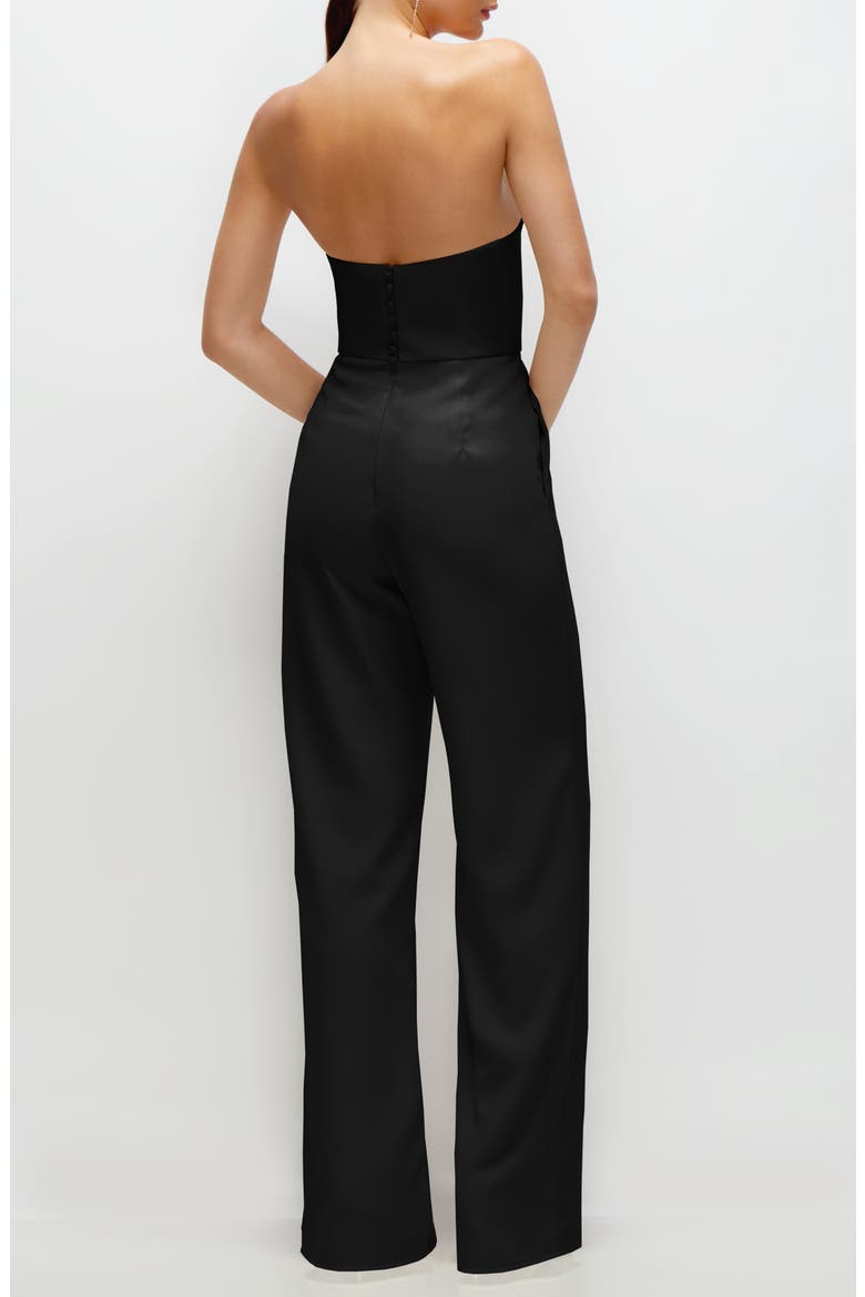 Corset Strapless Wide Leg Jumpsuit, Alternate, color, BLACK