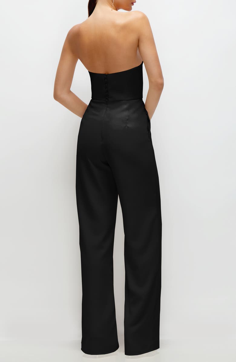 After Six Corset Strapless Wide Leg Jumpsuit, Alternate, color, Black