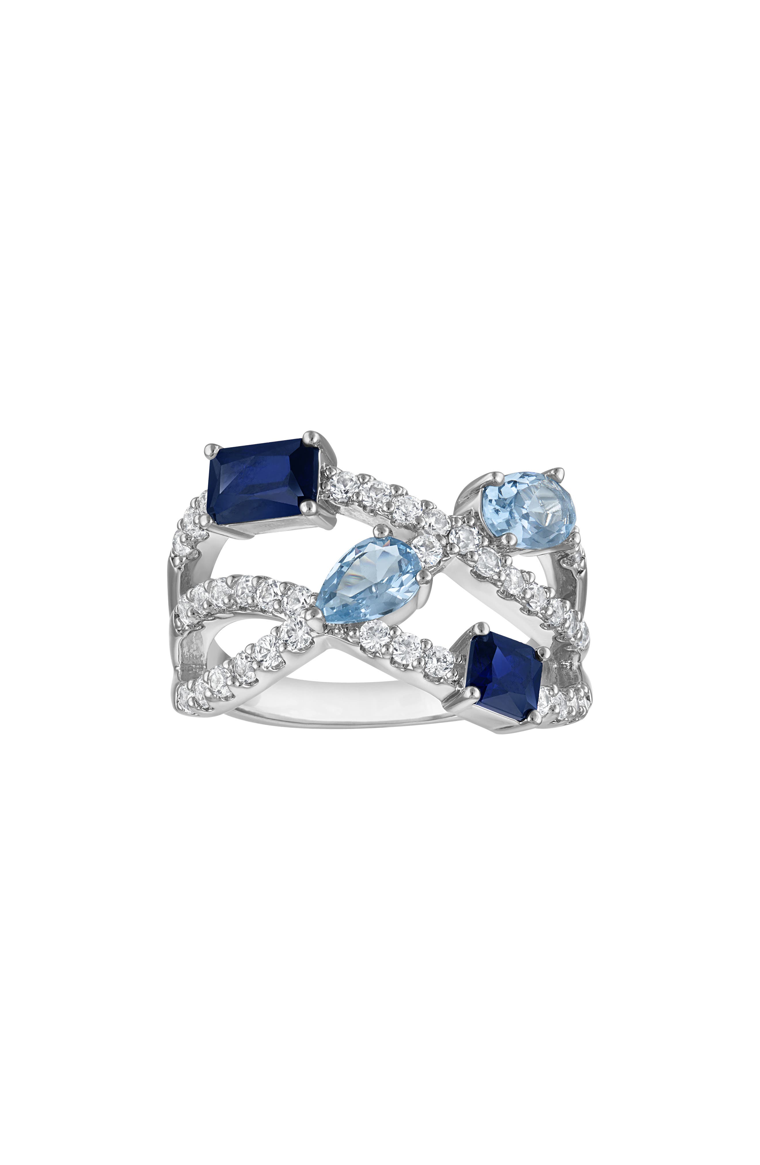 Created Sapphire & Lab Created Aqua Statement Ring