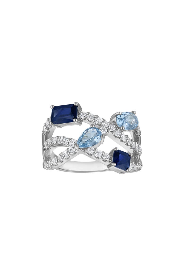 Created Sapphire & Lab Created Aqua Statement Ring, Main, color, BLUE