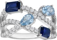 FZN Created Sapphire & Lab Created Aqua Statement Ring