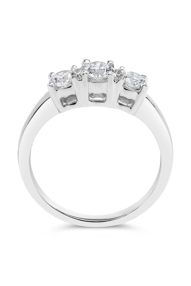 14K White Gold  3/4 Cttw Lab Grown Diamond 3 Stone Ring Band, Alternate, color, White