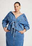 ELOQUII Denim Jacket With Cinched Waist