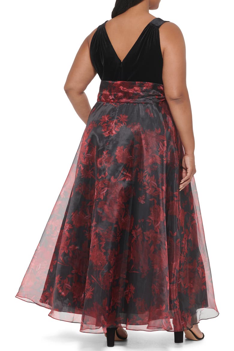 Sleeveless Surplice Bodice Gown, Alternate, color, BLACK RED
