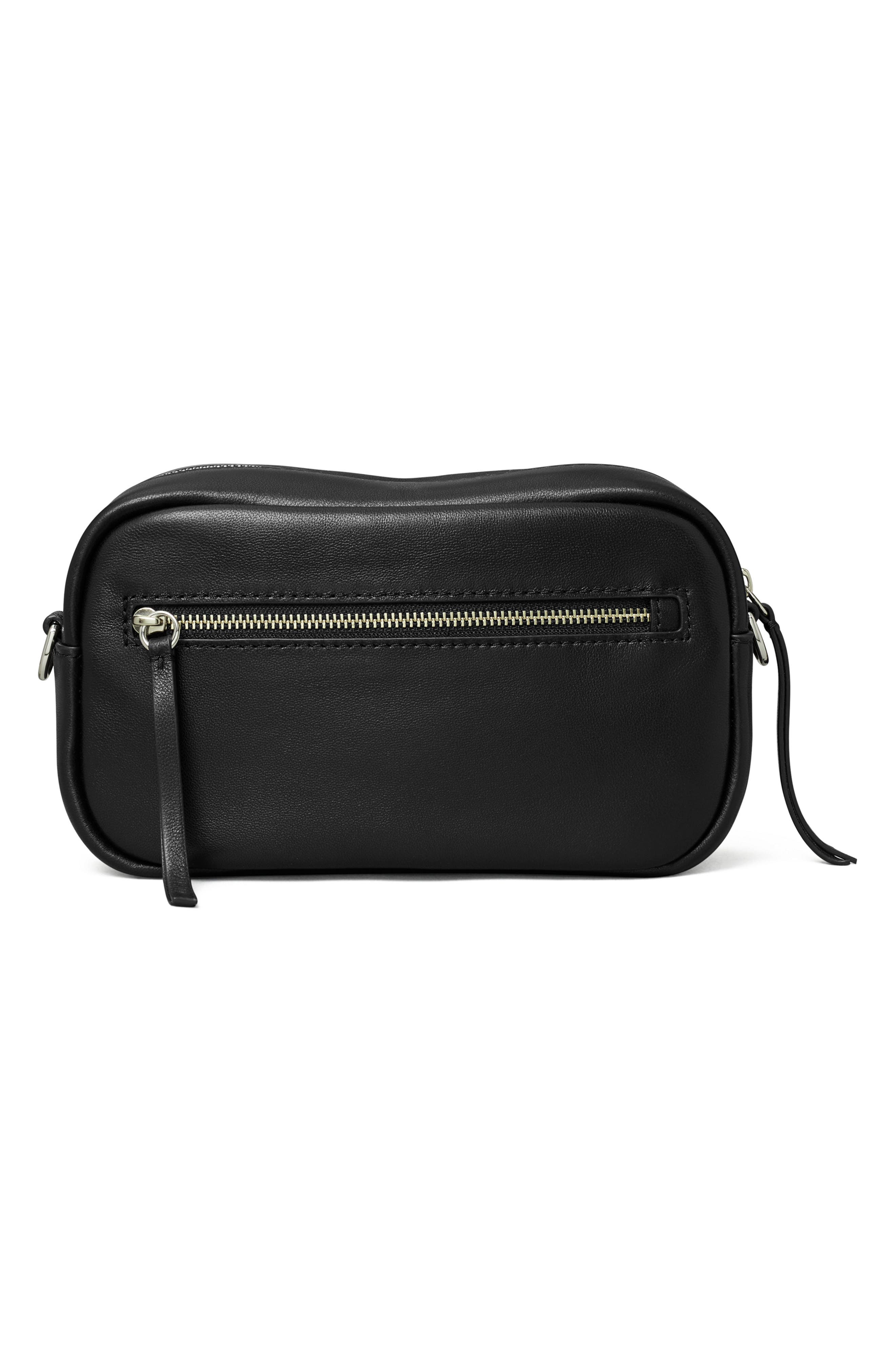 Tory Burch Mini Miller Soft Leather Crossbody Bag, Alternate, color, Black