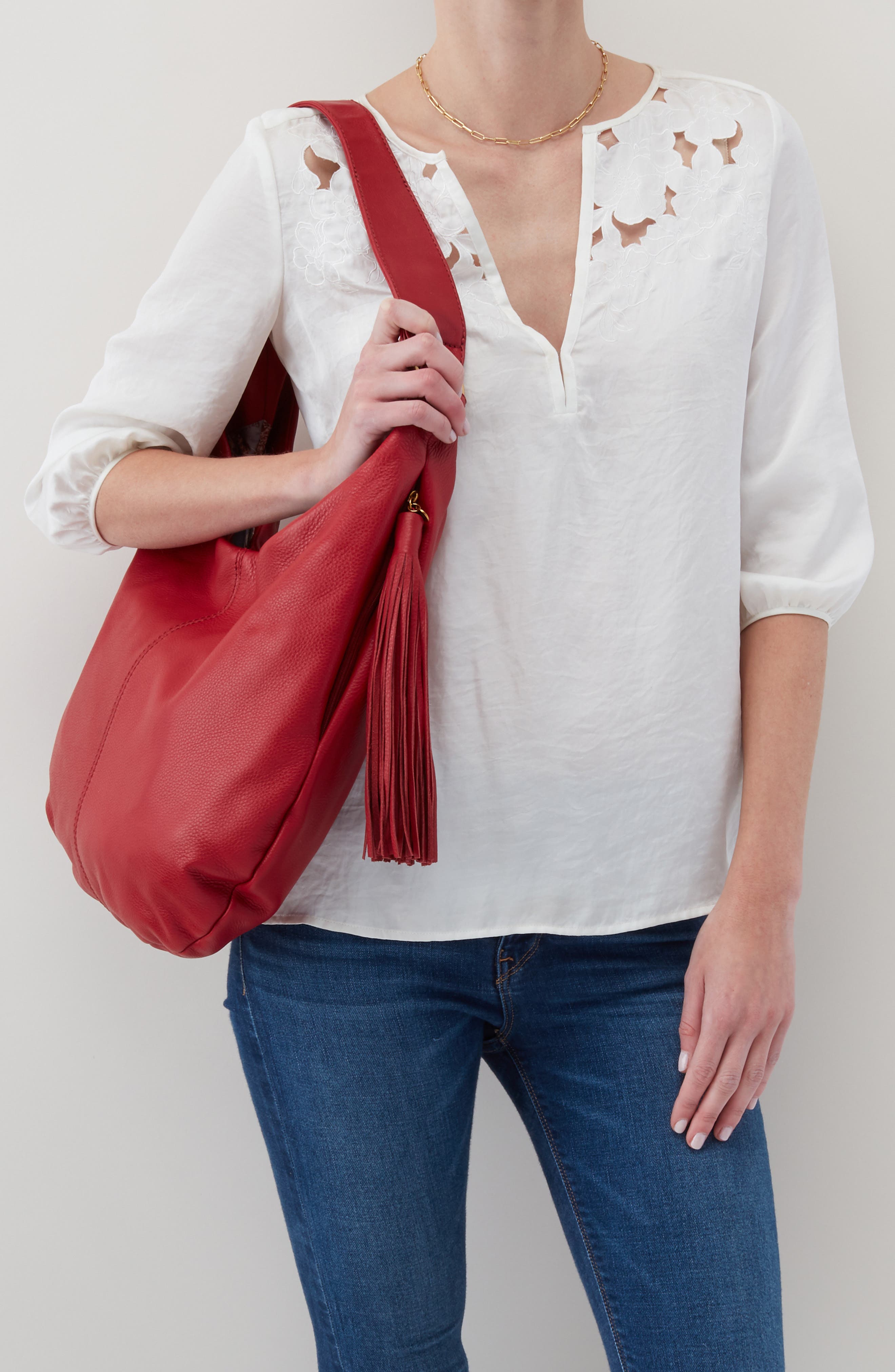 Gardner Leather Shoulder Bag, Alternate, color, SCARLET