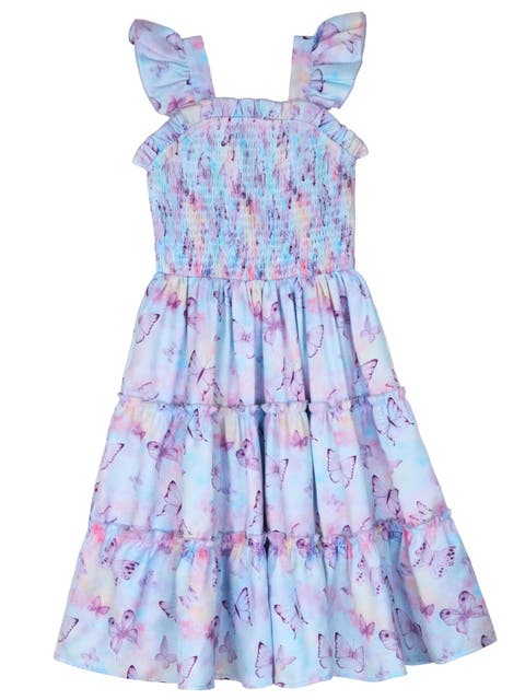 Girls Spring Butterflies Smocked Tiered Dress (Toddler, Little Kid & Big Kid)