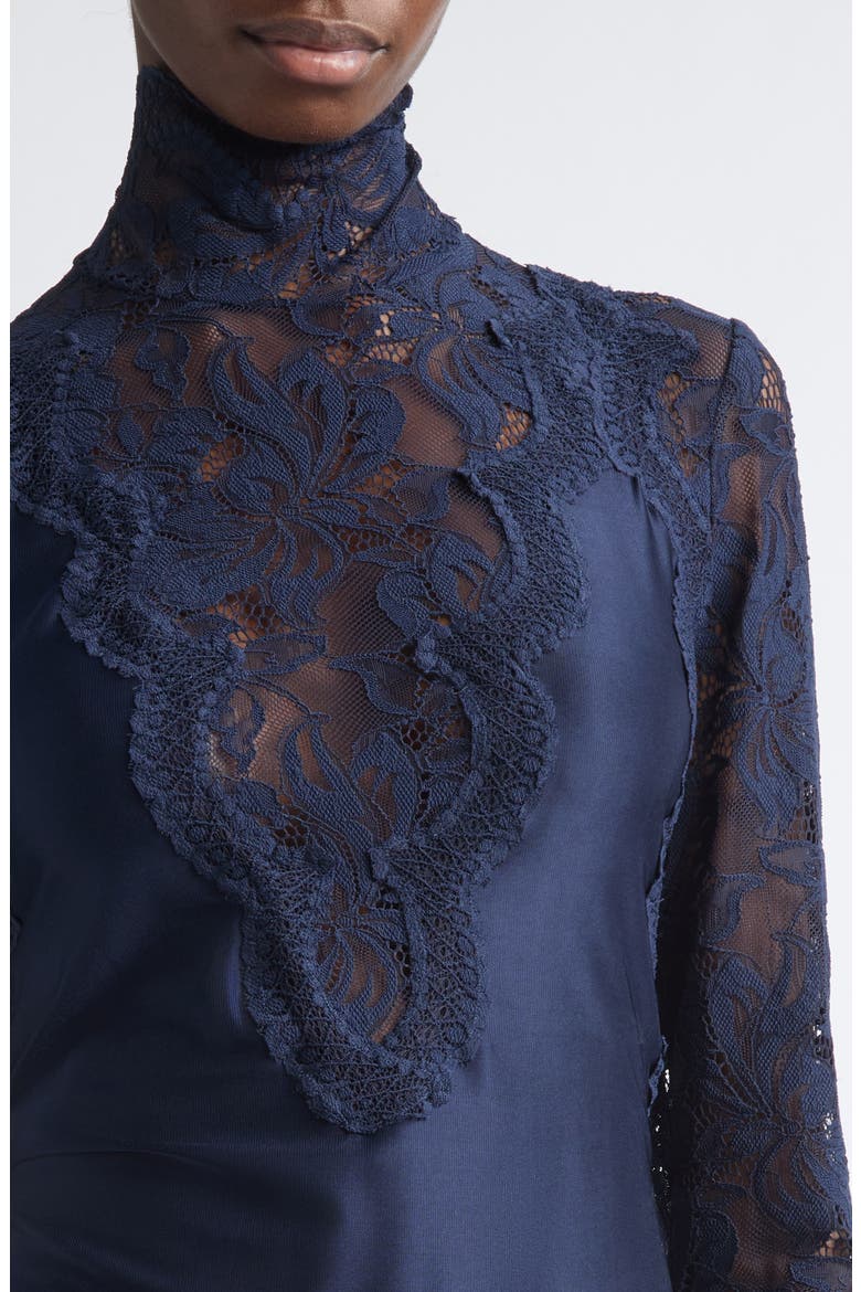 Lace & Jersey Long Sleeve Top, Alternate, color, DEEP NAVY