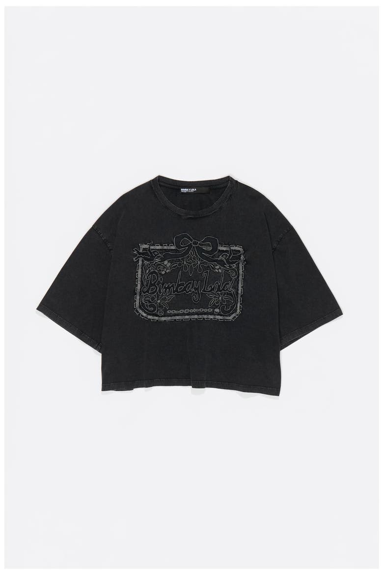 Maxi Broderie Anglaise Logo T-Shirt, Alternate, color, WASHED BLACK