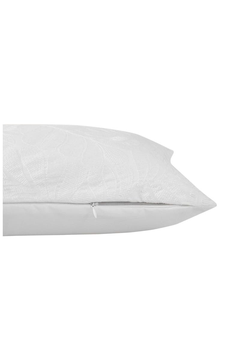 Island Estate Embroidered Leaf Throw Pillow, Alternate, color, WHITE