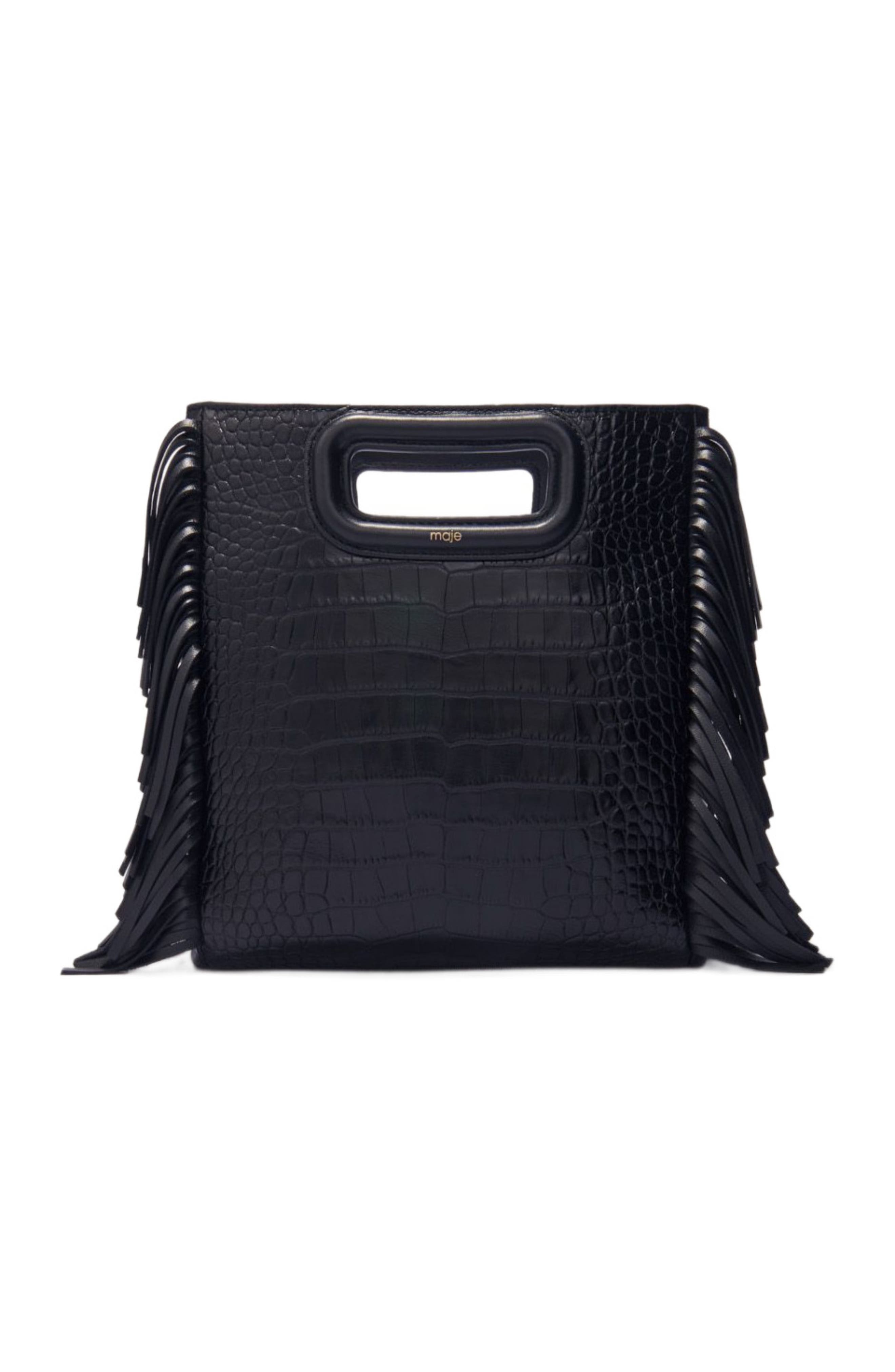 Crocodile-effect leather M bag, Main, color, Black