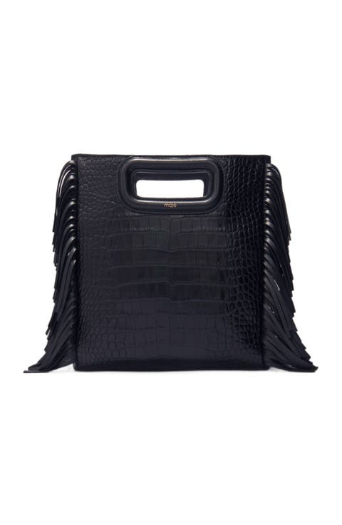 Crocodile-effect leather M bag