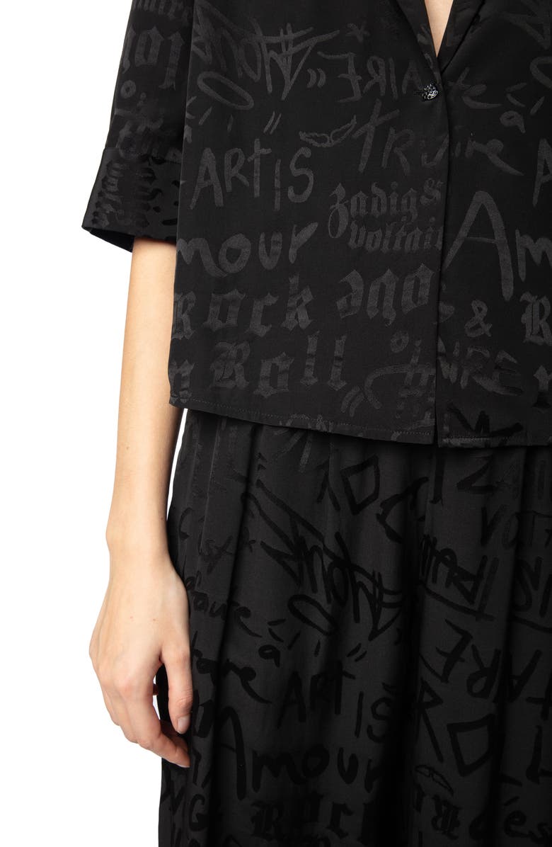 Zadig & Voltaire Telmos Jac Manifesto Print Silk Shirt, Alternate, color, 