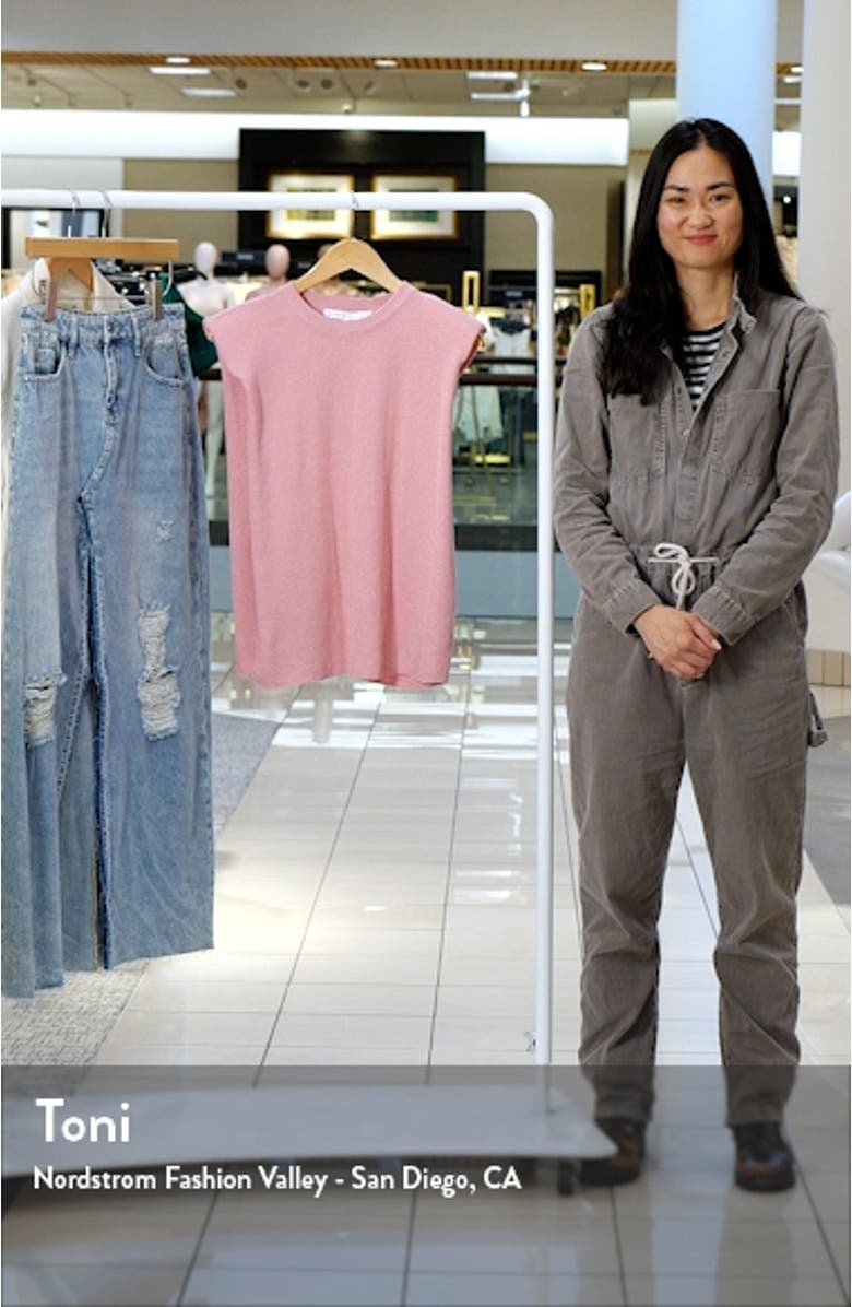 Glitter Power Shoulder Knit Top, sales video thumbnail