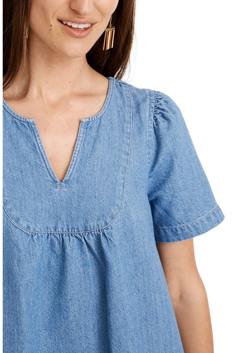 Denim Popover Swing Dress, Alternate, color, NEWSOM WASH