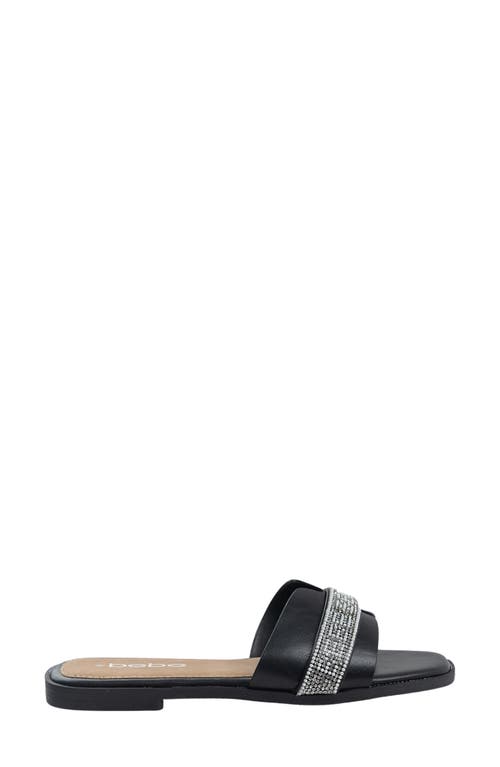Bebe Rhinestone Slide Sandal In Black/white