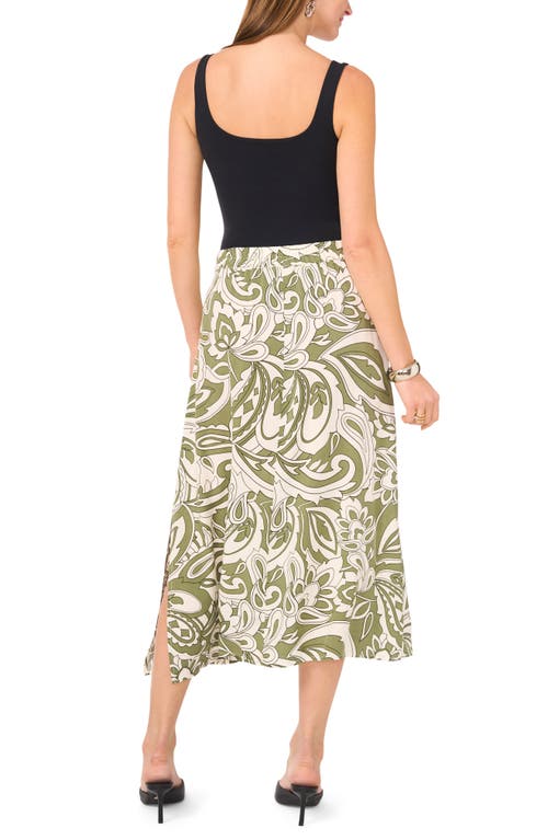 Halogen ® Side Slit Midi Skirt In Clover Swirl