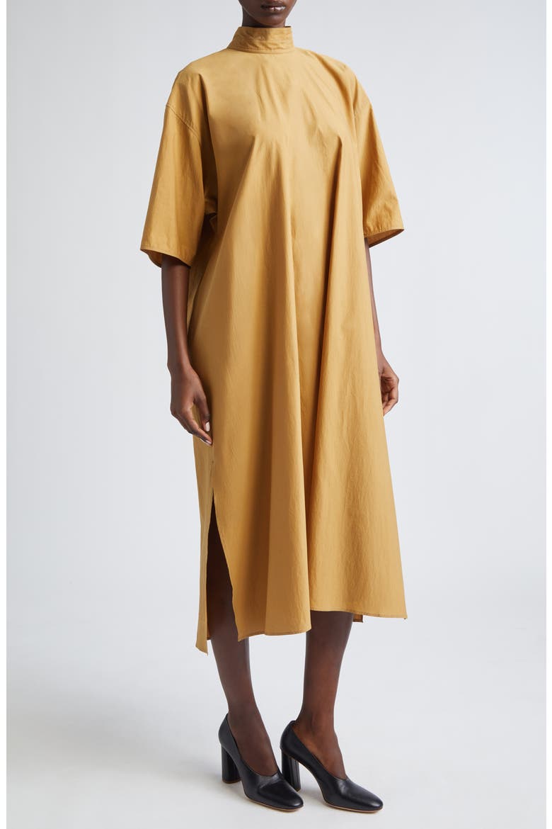 Reversible Washed Cotton & Silk Tube Dress, Alternate, color, CUMIN