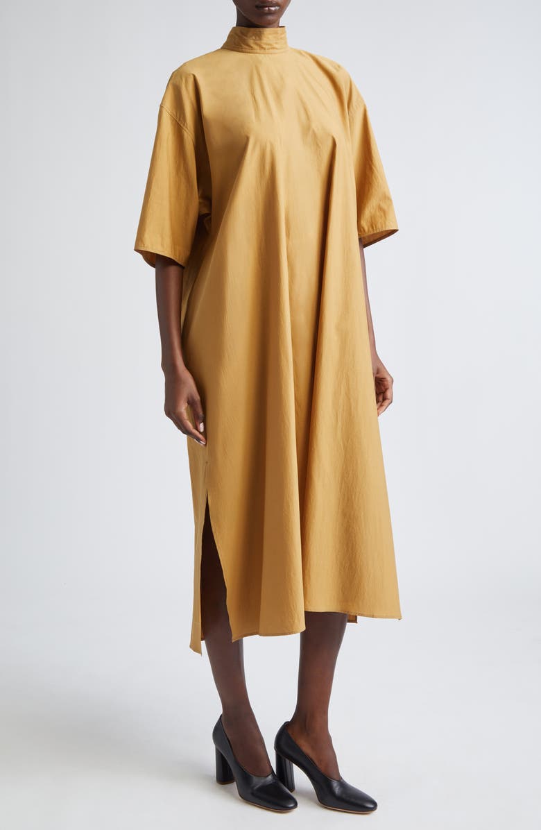 Lemaire Reversible Washed Cotton & Silk Tube Dress, Alternate, color, Cumin