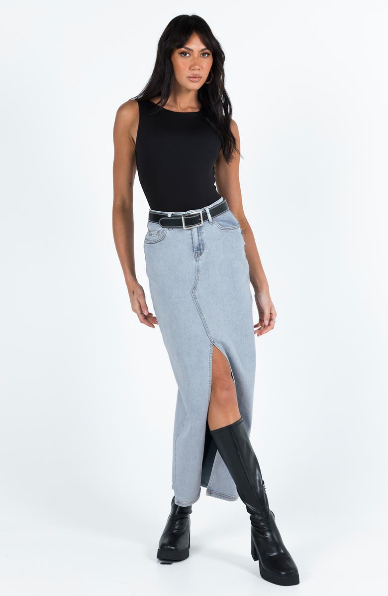 Princess Polly Batkins High Waist Denim Skirt, Alternate, color, 