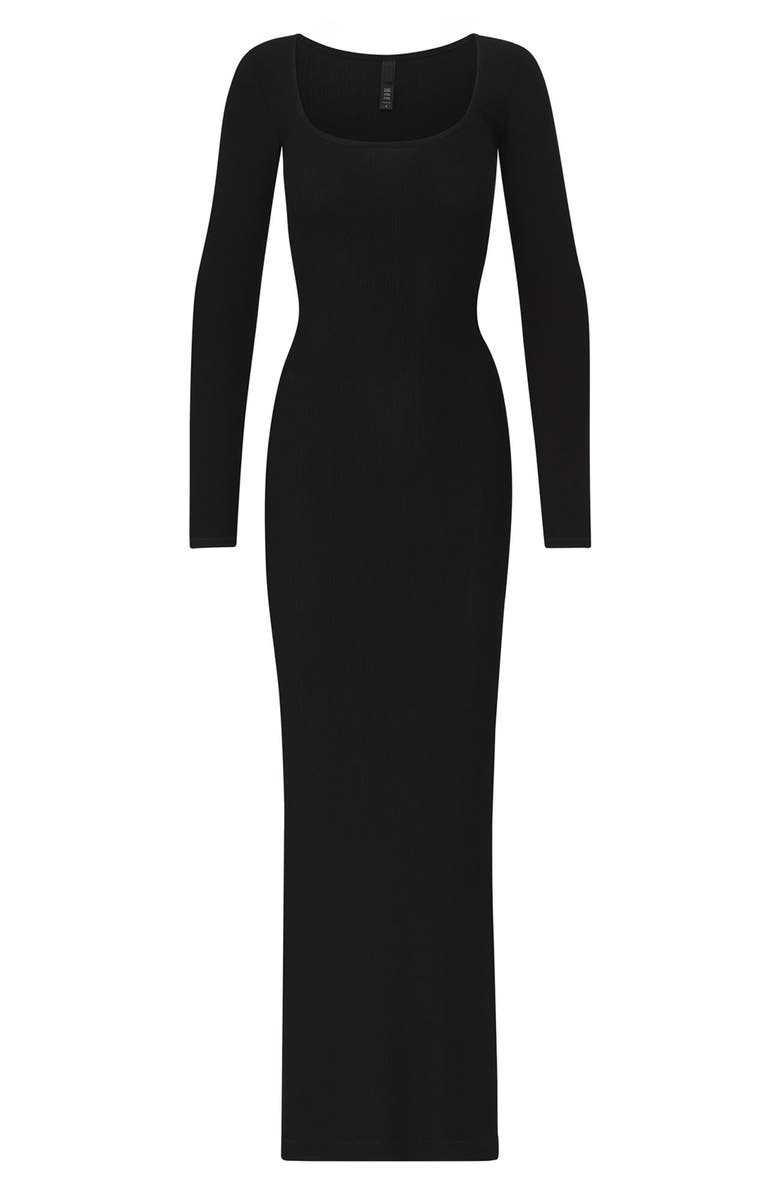 SKIMS Soft Lounge Long Sleeve Dress, Alternate, color, Onyx
