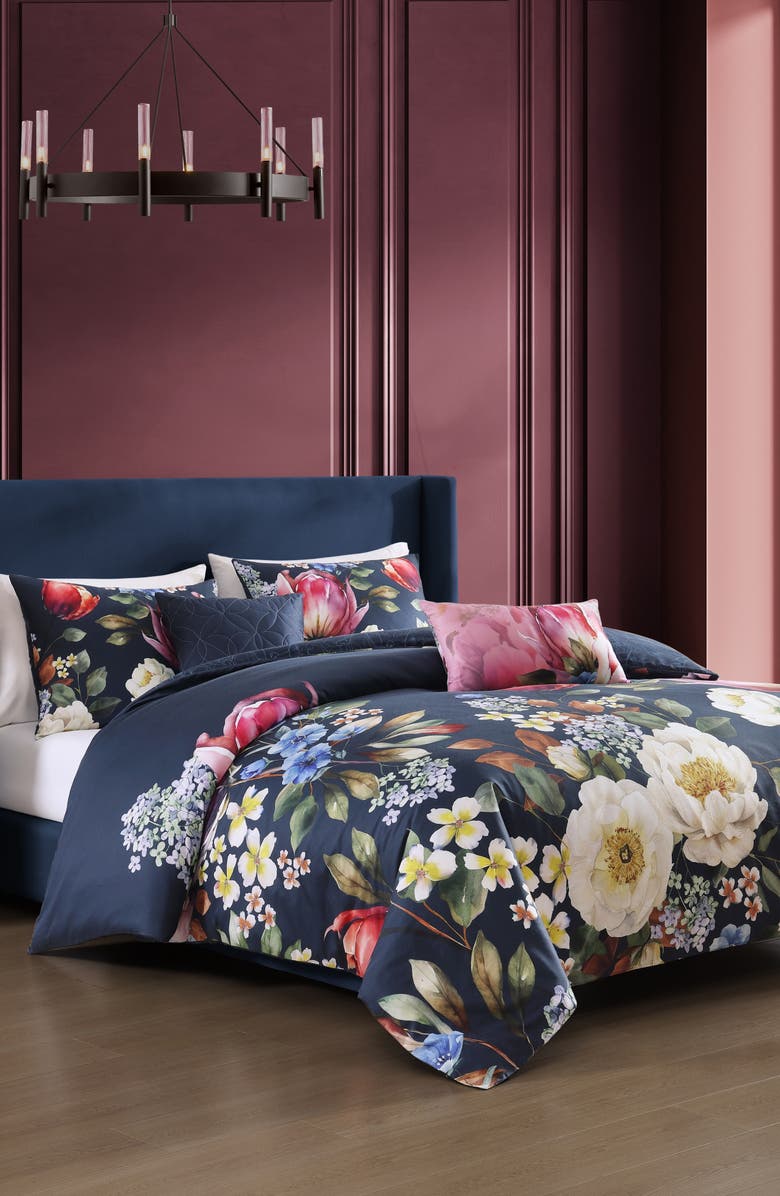 Bebejan Renaissance Reversible Floral Cotton Sateen Comforter Set, Alternate, color, 