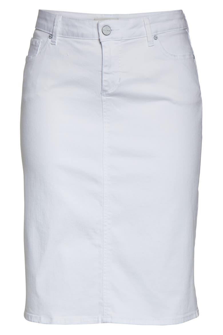Denim Midi Skirt, Alternate, color, CLARE WHITE