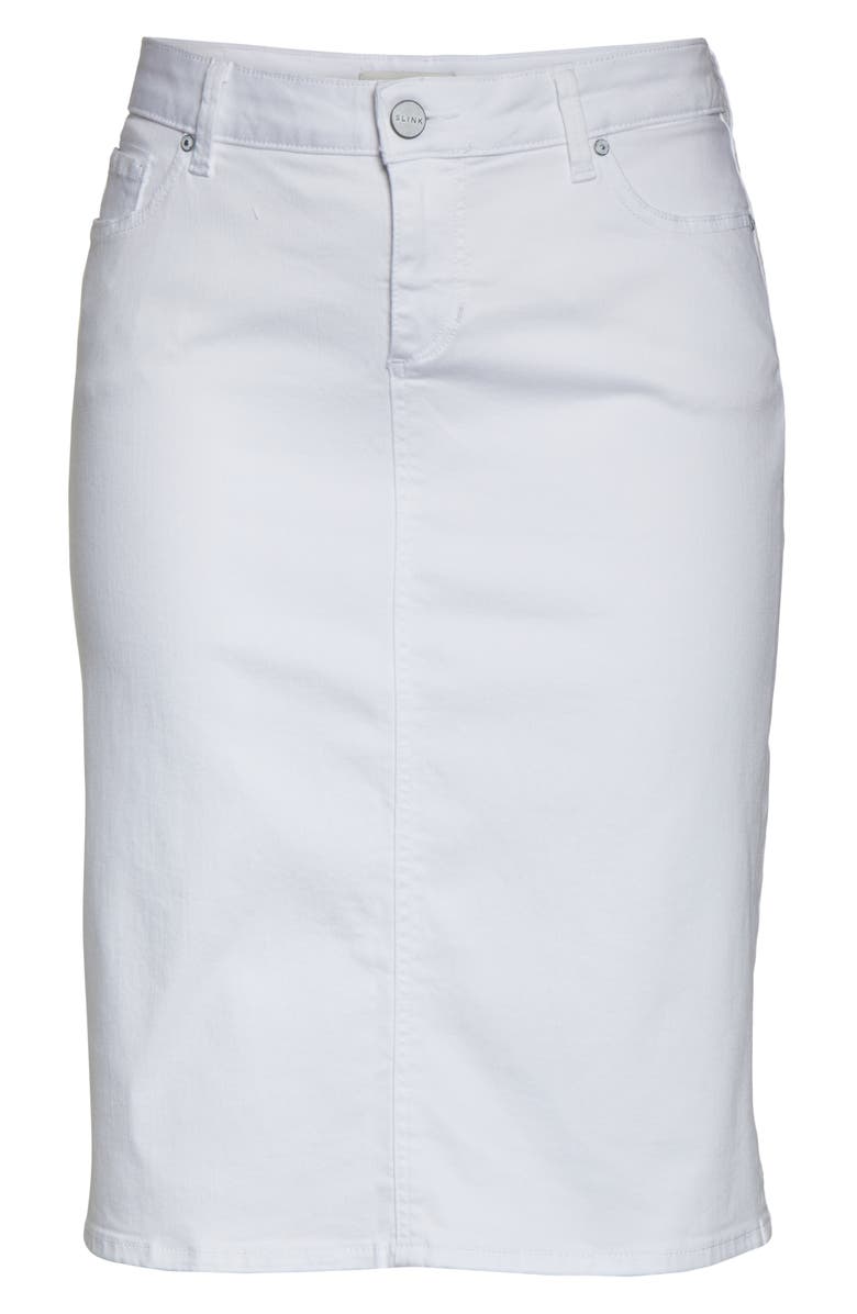 SLINK Jeans Denim Midi Skirt, Alternate, color, Clare White