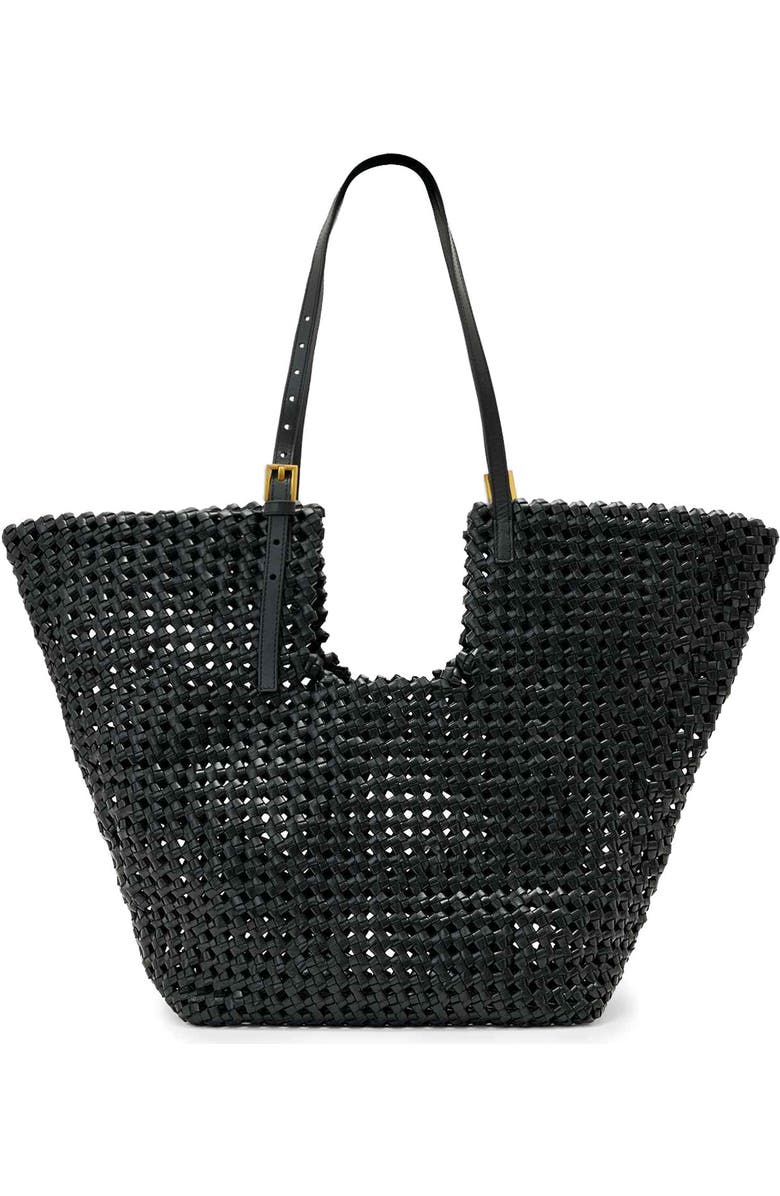 AllSaints Ara East/West Knot Tote, Main, color, Black