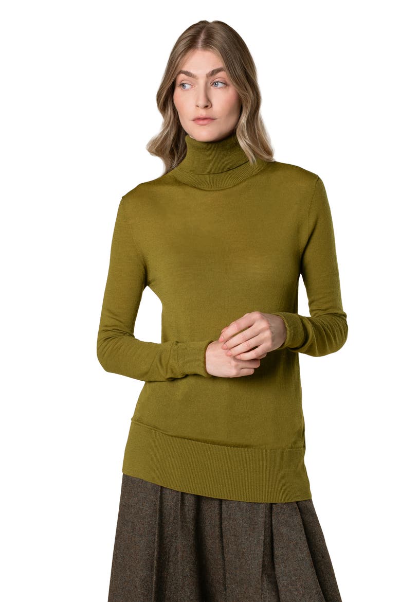 British Merino Turtle Neck Sweater, Main, color, Moss