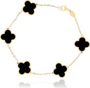 The Lovery Fine Jewelry Large Onyx Clover Bracelet