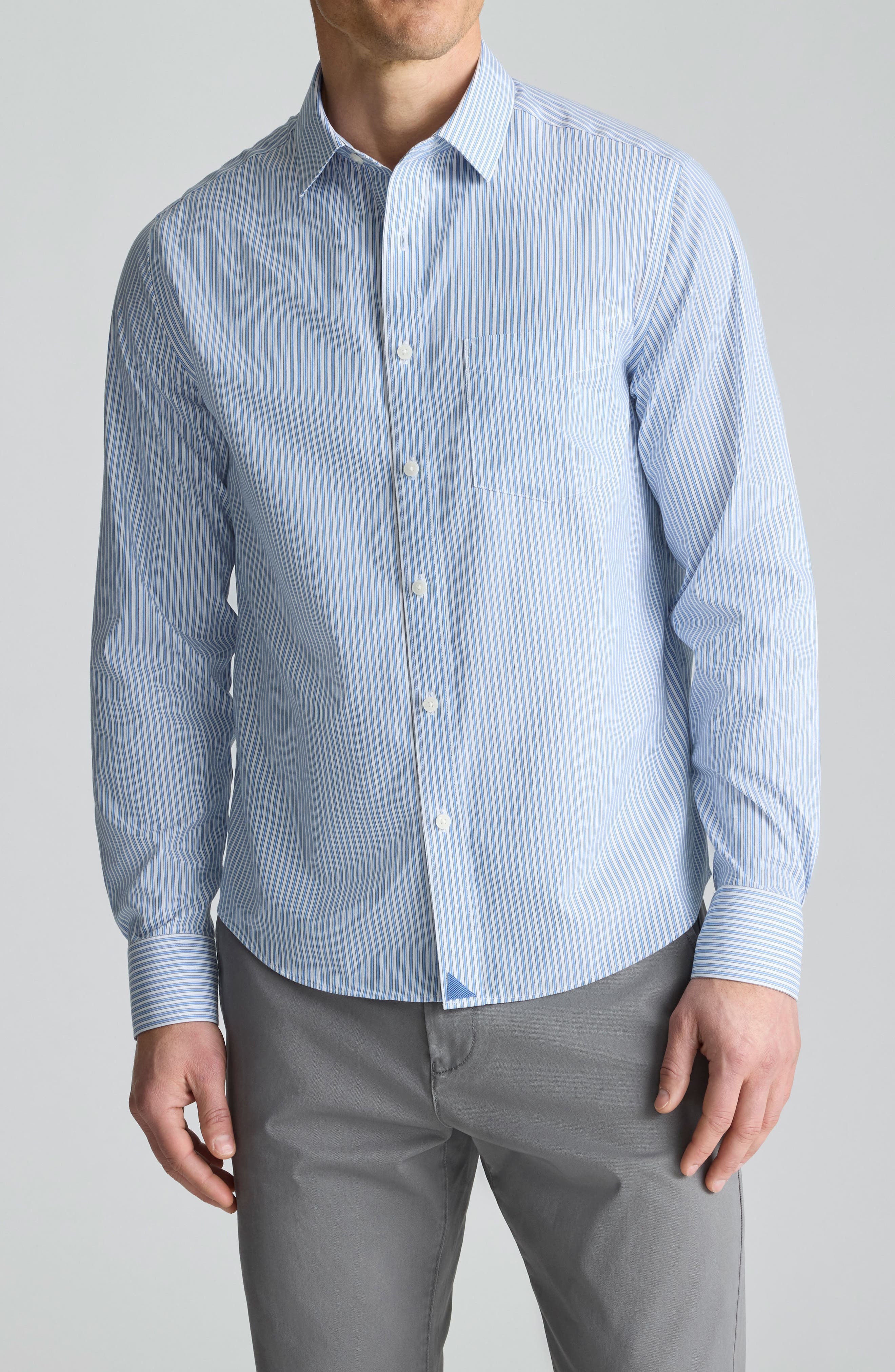Stripe Wrinkle Free Cotton Button-Up Shirt