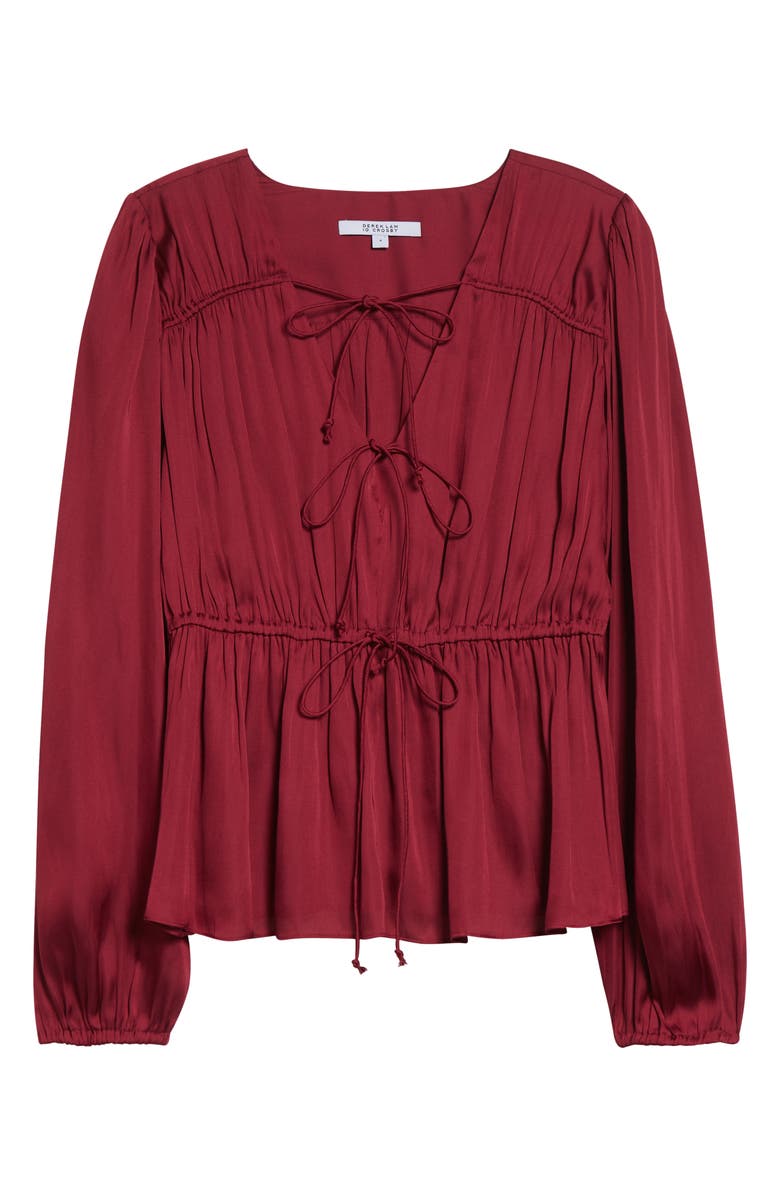 Derek Lam 10 Crosby Esmeralda Tie Front Top, Alternate, color, Carmine