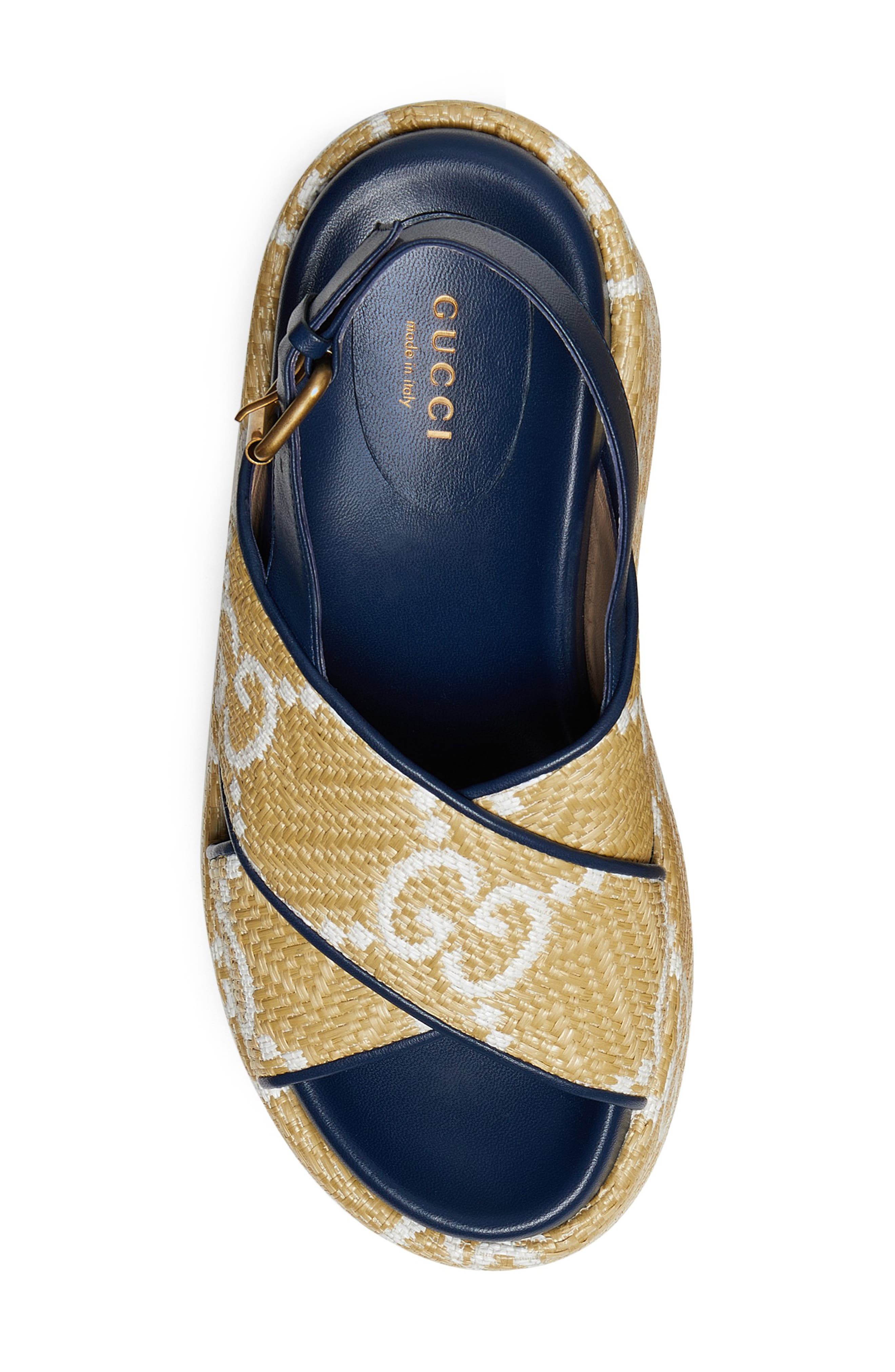 Gucci Angelina GG Logo Platform Wedge Sandal, Alternate, color, 