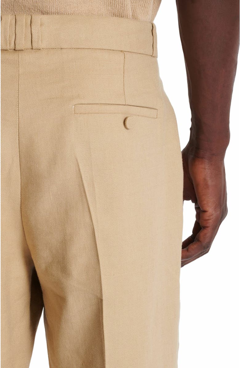 Balmain Straight-Leg Tailored Canvas Trousers, Alternate, color, Beige