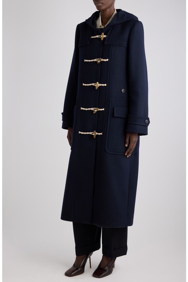 Ruffle Floral Gobelin Coat, Alternate, color, NAVY