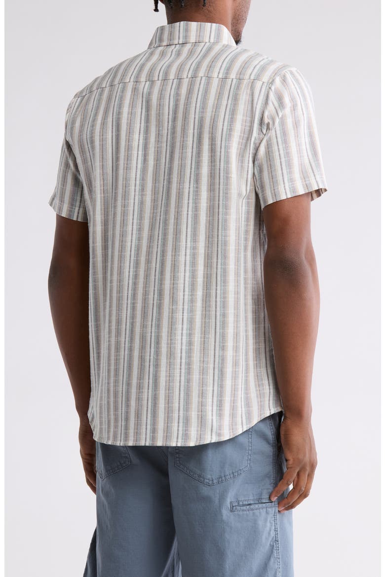 Rio Stripe Short Sleeve Button-Up Shirt, Alternate, color, WHALE