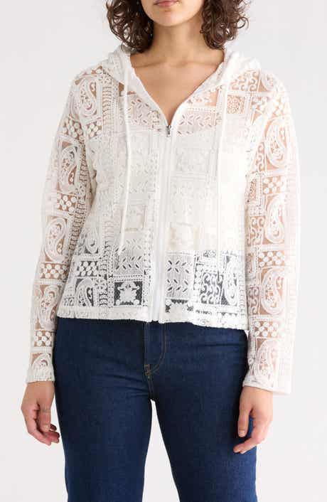 Open Knit Zip-Up Hoodie