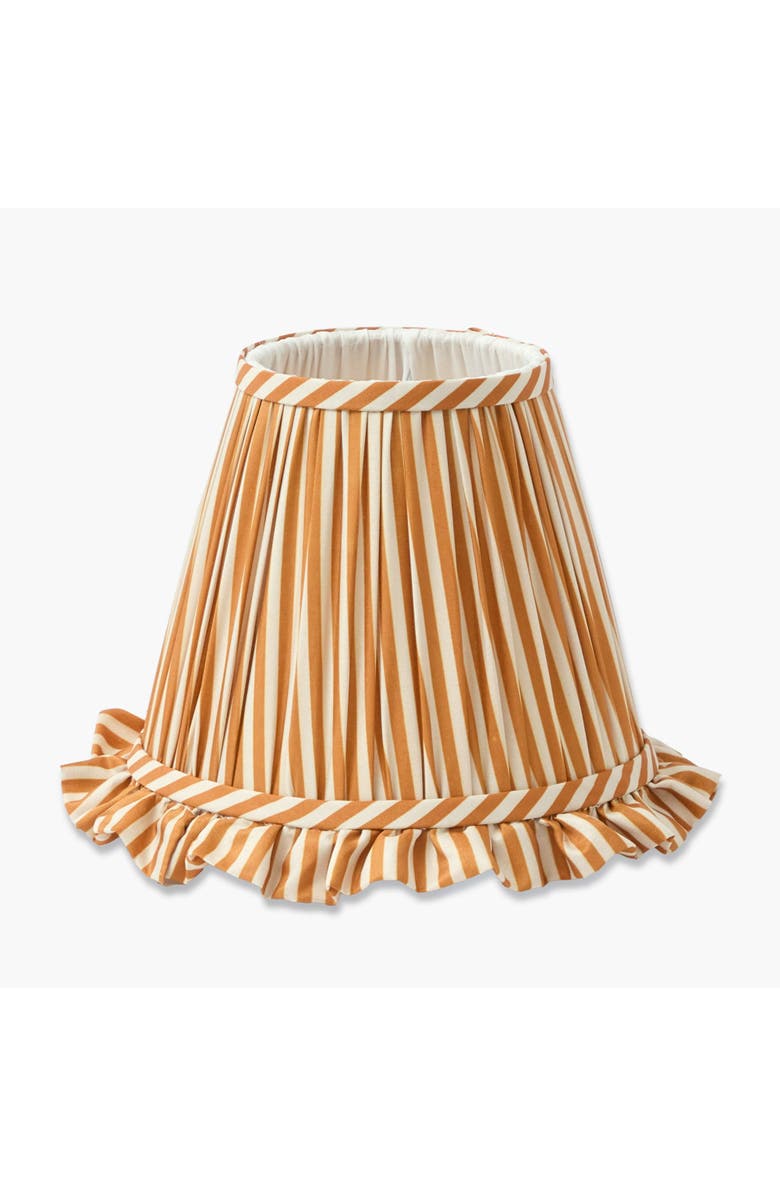 Mrs. Alice Mustard Striped Ruffle Lampshade, Main, color, Mustard