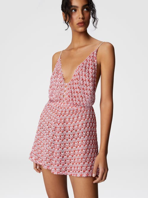 Shop Missoni Short Jumpsuit In Lace With Open Back In Red