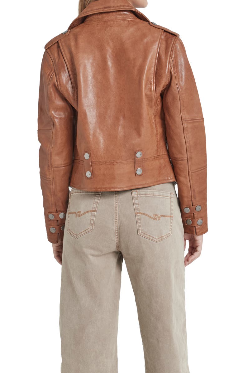 Velez Biker Nature Leather Jacket With Fitted Silhouette, Alternate, color, Honey