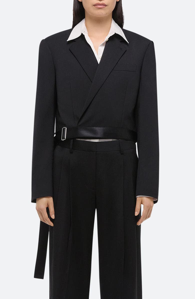 Helmut Lang Wool Wrap Crop Blazer, Main, color,