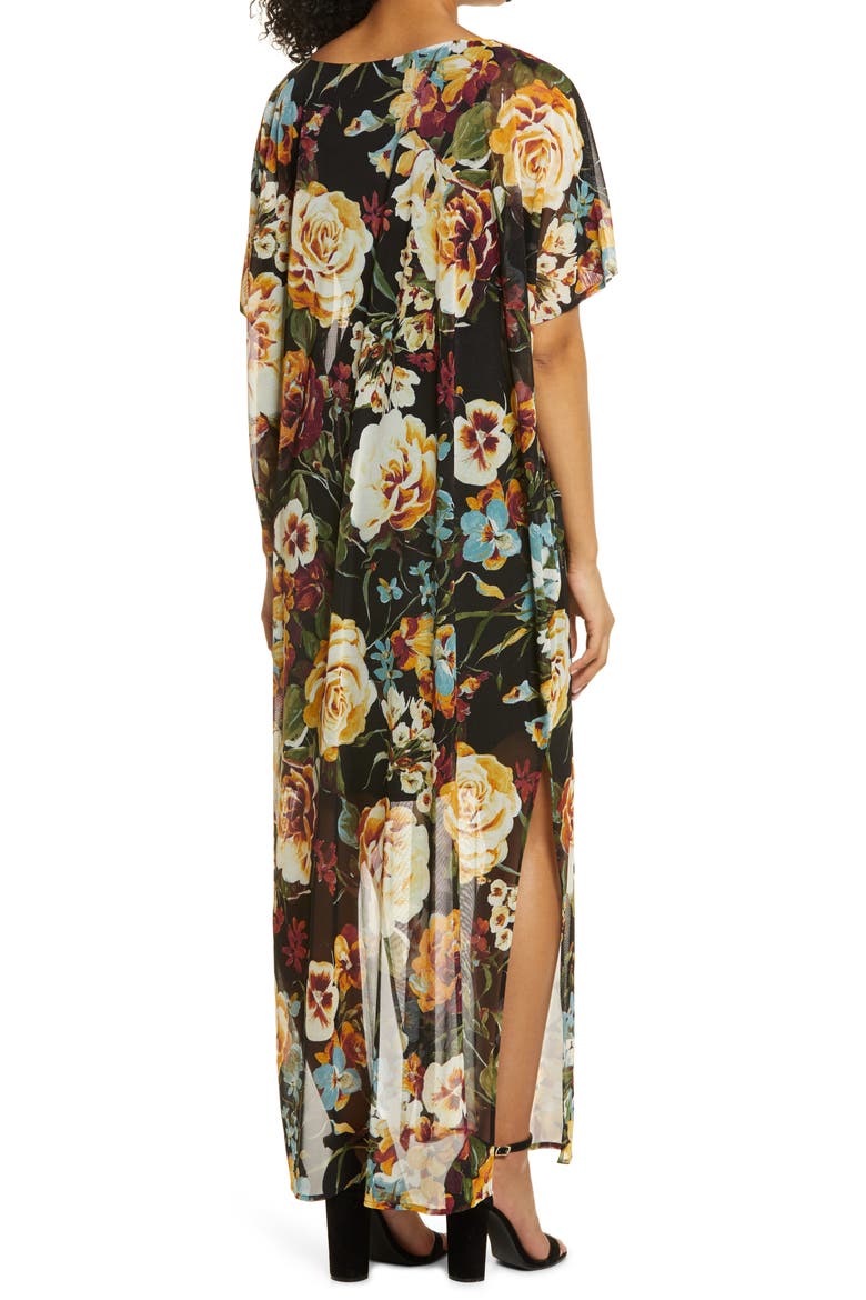 Floral Print Maxi Dress, Alternate, color, MUSTARD