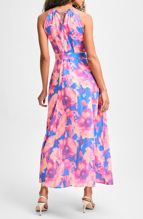 Isaac Mizrahi New York Floral Print Halter Dress In French Blue Floral