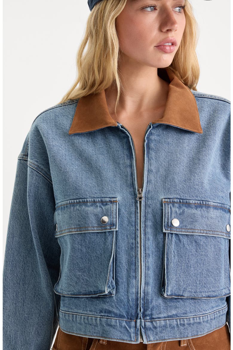 Swing Cropped Denim Jacket, Alternate, color, INDIGO1320