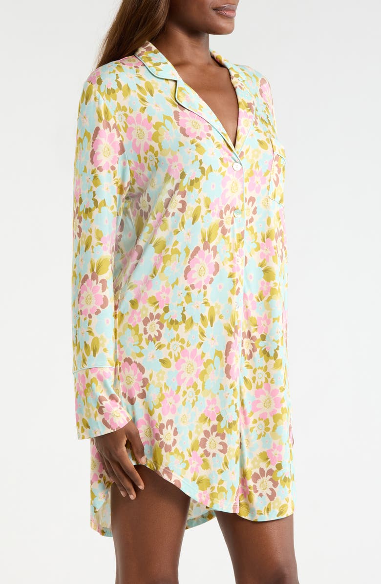 KILO BRAVA Print Long Sleeve Sleep Shirt, Alternate, color, Painted Blooms