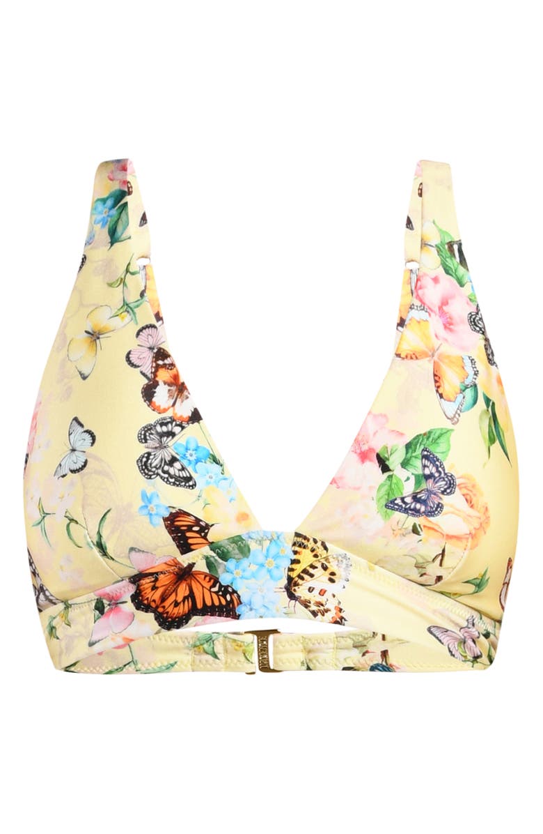 L'AGENCE Lexie Garden Butterfly Bikini Top, Alternate, color, Yellow Multi