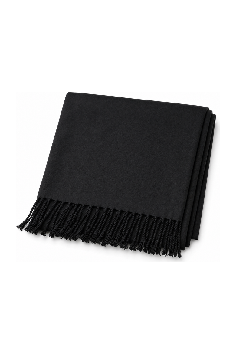 Women's Fringe Trim Viscose Oblong Scarf, Alternate, color, Black